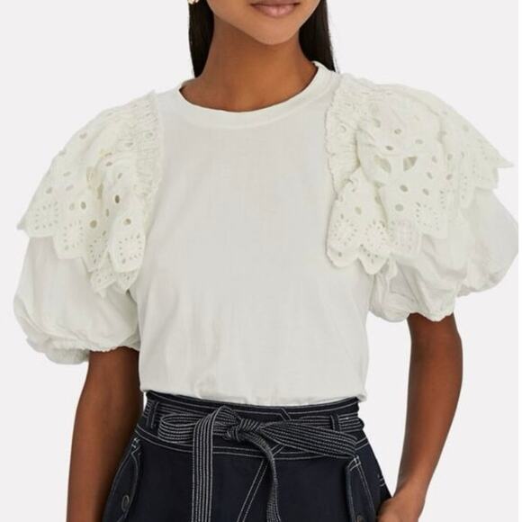 Sea New York Hazel Cream Eyelet Puff Sleeve Top - Picture 1 of 9